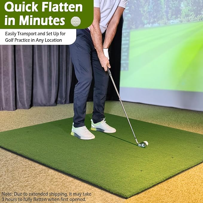 Bearwill Golf Mat 31mm, 5x4ft/5x5ft Golf Hitting Mats for Practice Outdoor Indoor, High-Elasticity Artificial Turf Mat for Garage Simulator Chipping Driving Training