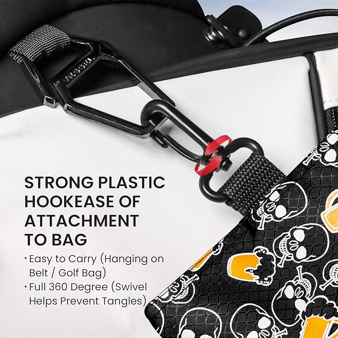 FINGER TEN Golf Pouch Bag for Valuables Tee Color with 4 Golf Pencil Pack, Zippered Pocket Gear Clip Hook to Bag