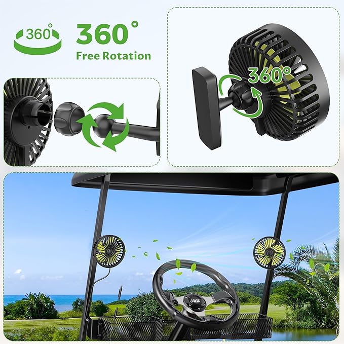 Universal Fan with Magnetic Bracket, 3 Speed Settings USB Powered Fan for Office Car Golf Cart with Magnetic Bracket