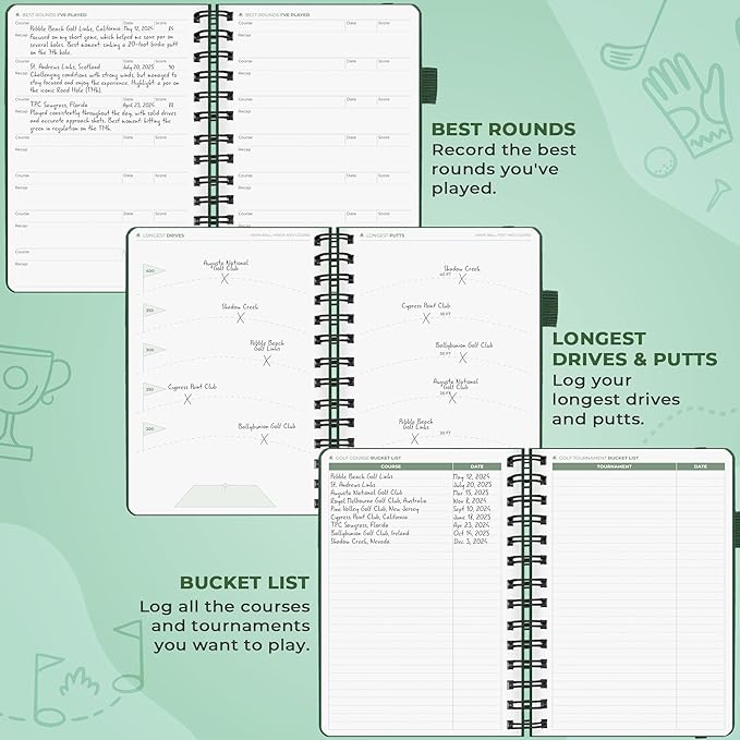 Clever Fox Golf Log Book – Small Training & Scorecard Journal – Pocket Notebook – Golf Practice Accessories & Gifts Ideas for Men (Forest Green)