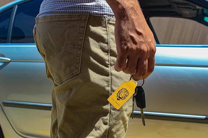 LaserGram Rectangle Keychain, Golfer Golfing, Personalized Engraving Included