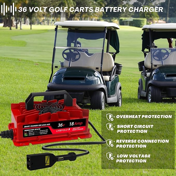 36V Golf Carts Battery Charger for 18 AMP EZGO TXT, 4-6 Hours Full Charger, Club Car Charger 36 Volt,with 2008-Present EZGO TXT
