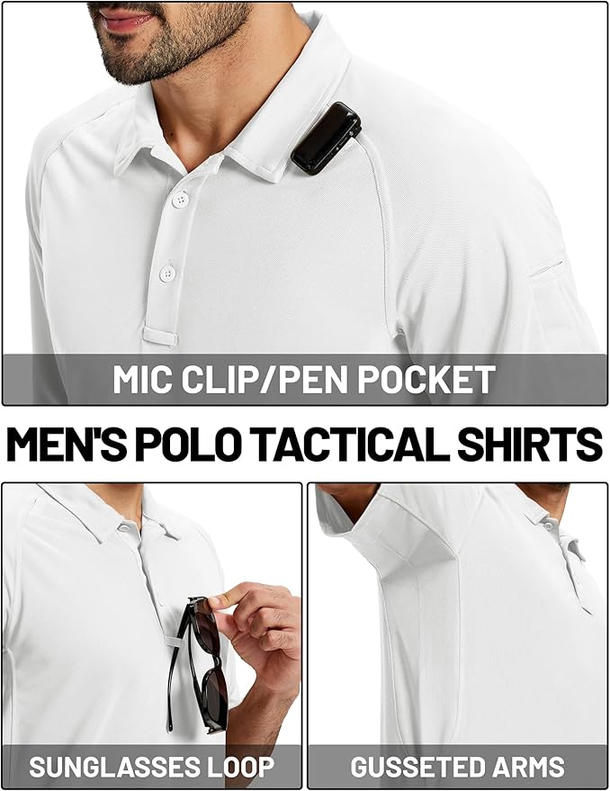 TACVASEN Men's Polo Shirts Short Sleeve Golf Polos Dry Fit UPF 50+ Performance Tactical Collared Hiking Shirt