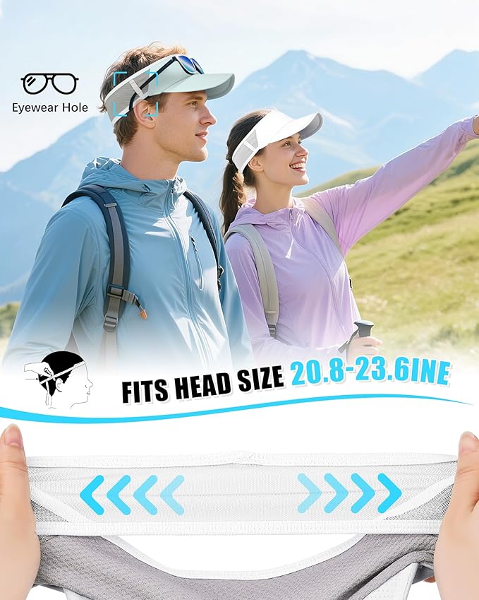 Sports Sun Visor Hats for Women Men Lightweight Breathable Cooling Stretchy Visors Foldable UPF 50+ for Running Tennis Golf