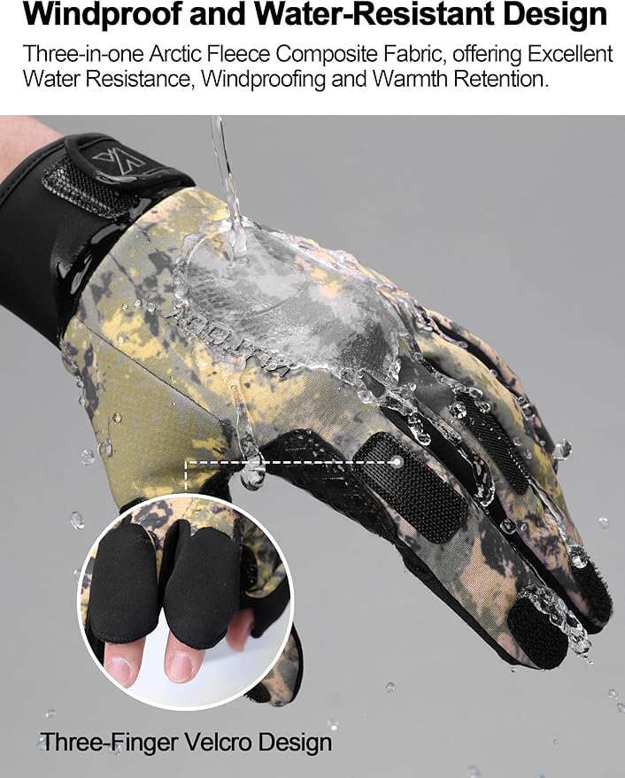 KUTOOK Winter Fishing Gloves for Men& Women Waterproof Glove Cold Weather Hunting Photography Shooting Hiking