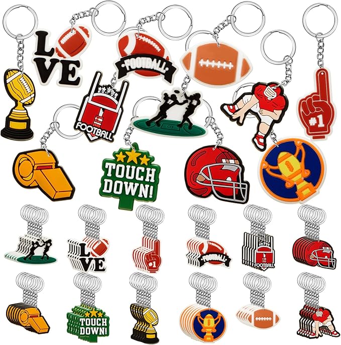 Batiyeer 72 Pack Football Keychains Bulk Party Favors Sports Ball Key Chains Funny Keyring Gifts for Women Men Birthday Supplies