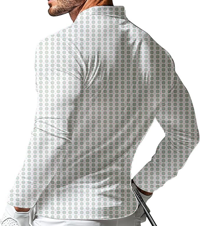 Men's Long Sleeve Golf Shirt Quick Dry 3 Button Work Fishing Outdoor Casual Collar Shirt