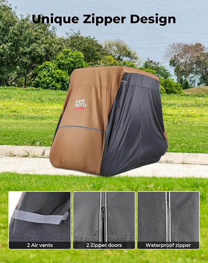 KEMIMOTO Golf Cart Cover, 2/2+2/4/4+2/6/6+2/8 Passenger Heavy Duty Golf Cart Rain Covers with Storage Bag Universal Compatible with EZGO Club Car