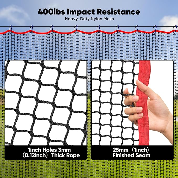 Golf Practice Net, Heavy-Duty Multi Sports Netting Barrier 10FT | 15FT |20FT |25FT Golf Hitting Net for Garage, Ideal for Backyard with Baseball, Softball, Hockey, Soccer and More