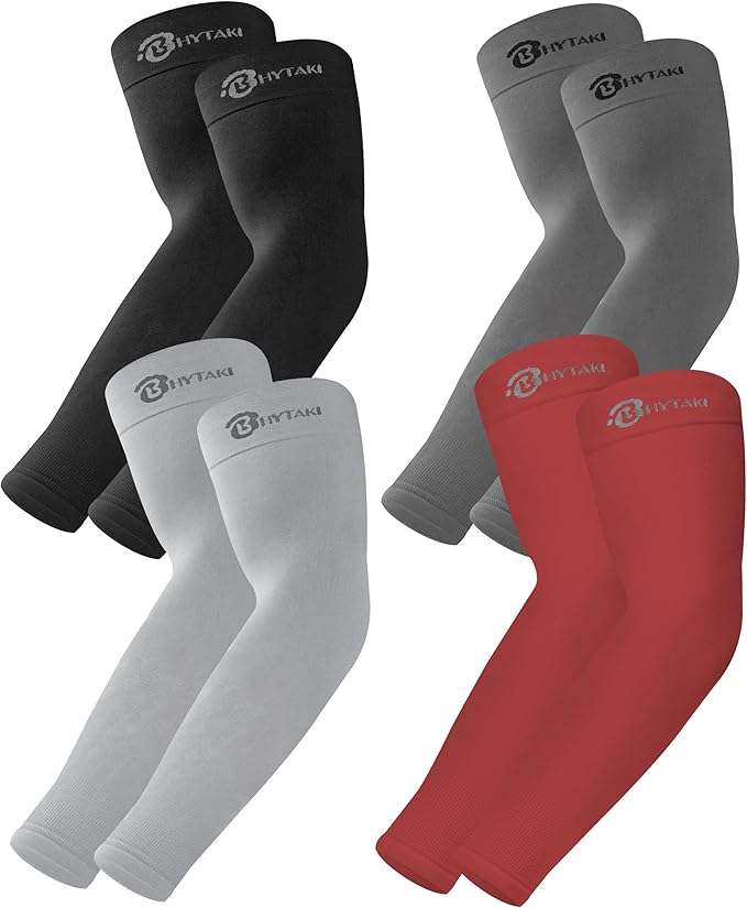 BHYTAKI UV Sun Protection Arm Sleeves, UPF 50 Sports Cooling Arm Compression Sleeves for Men Women Teenager