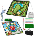 2-IN-1 Portable Golf Chipping Game Set 6×6FT 2PCS Adjustable Golf Practice Mat with 3-Level Golf Clubs 40 Sticky Balls for Indoor Outdoor Training Playing Chipping Golf Game Practice For Golfers