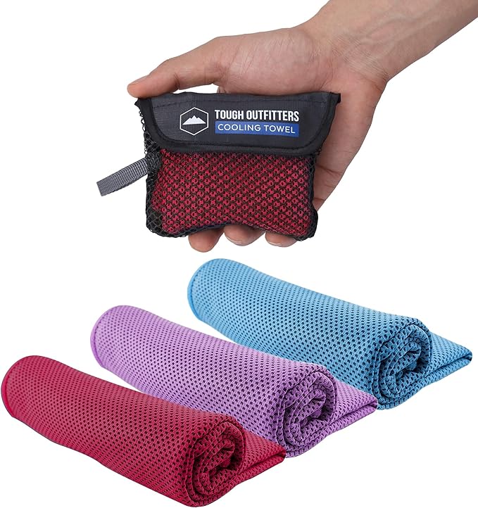 Tough Outdoors Cooling Towels for Neck Face - Neck Cooling Towel for Hot Weather Yoga Sports Golf Sweat - Instant Cold Towel