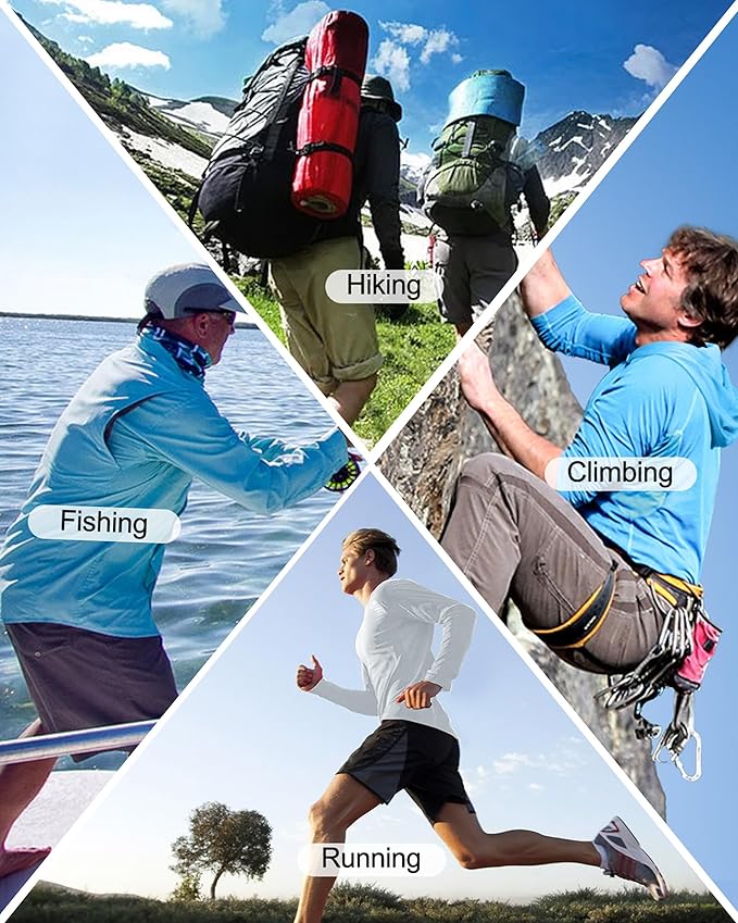 Roadbox UPF 50+ Fishing Shirts for Men, Long Sleeve UV Sun Protection Hoodie, Outdoor Hiking Running Swimming Rash Guard