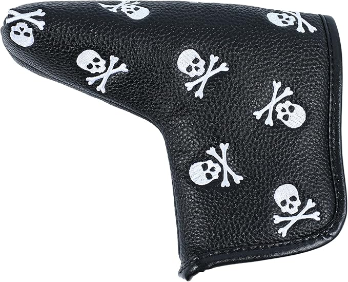Golf Club Headcover, Premium Leather Embroidery Mallet Putter Cover Blade Head Covers, Stylish Golf Accessories, Great Golf Gifts for Men and Women Golfers