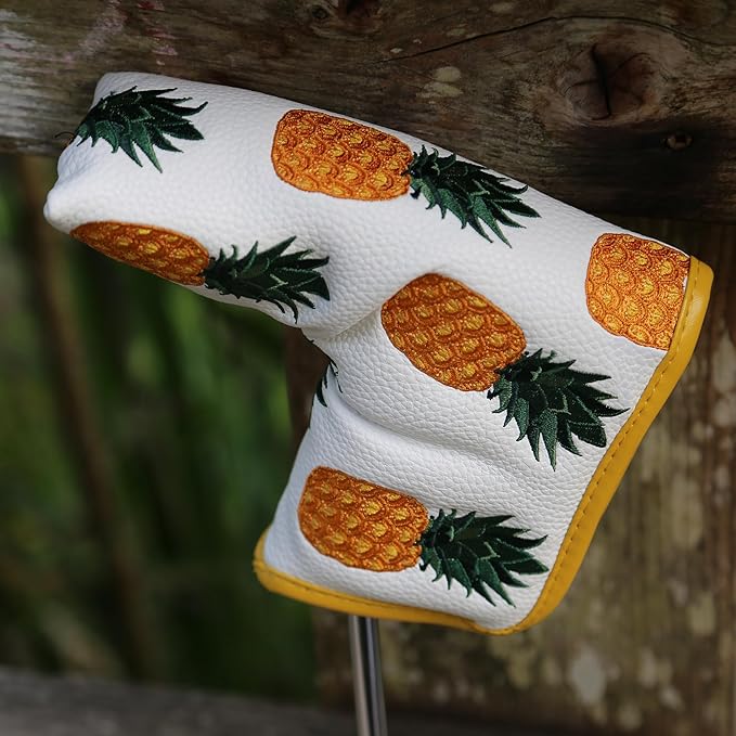Golf Club Headcover, Premium Leather Embroidery Mallet Putter Cover Blade Head Covers, Stylish Golf Accessories, Great Golf Gifts for Men and Women Golfers
