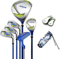 PGM Golf Club Set - 9 Pieces Junior Complete Golf Club Set for Kids Children - Right Handed - Driver(#1), Hybrid, Iron(#7,#9,#S), Putter, Golf Stand Bag