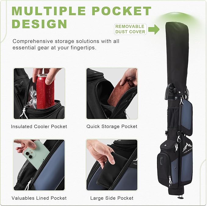 Golf Lightweight Stand Carry Bag– Easy to Carry and Durable Pitch n Putt Golf Bag for The Driving Range, Par 3 and Executive Courses，Fits Up to 5-6 Clubs