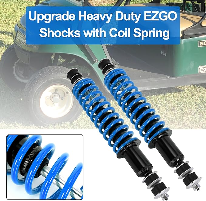 JIAYAN Golf Cart Front or Rear Shock Absorber with Heavy Duty Coil Springs Compatible with E-Z-GO TXT/Medalist 1994+ Gas & Electric Models OEM# 70928-G01 76418-G01 70630-G01 (2Pcs)