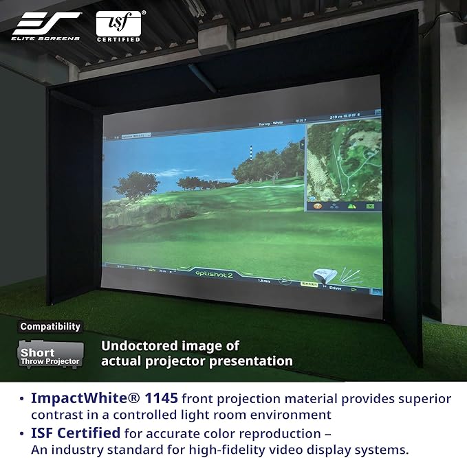 Elite Screens Golf Simulator Impact Screen 13 ft x 10 ft – Enclosed Golf Hitting Screen for Training & Multi-Sport Simulation, GolfSim Bay, GSB13X10-IPW1145