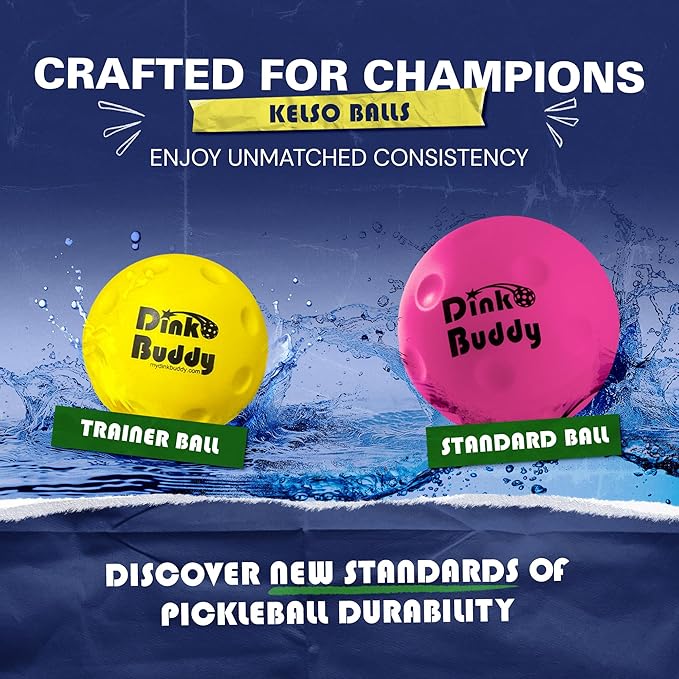Kelso Pickleball, PU Foam Pickleball Balls for Reduced Noise, Enhances Hand-Eye Coordination, Indoor & Outdoor Use, Standard or Small Trainer-Sized Balls