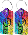 2 Pack Music Note Luggage Tags for Suitcases, Cool Leather Luggage Tag for Travel, Bag Tag Privacy Name ID Card Bag Labels for Friends Adults Kids Tourists