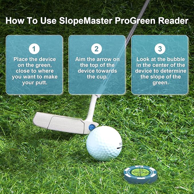SlopeVision Pro Golf Green Reader with Hat Clip, Horizontal Bubble Level & Golf Ball Marker – High Precision Green Reading Aid, Ideal Golf Gift for Men & Women