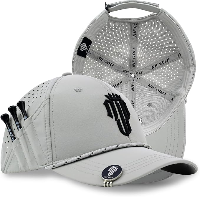 NJF Golf™ Hat Men - Breathable Mens Golf Hats, Adjustable Rope Snapback Cap, Convenient Cap with Tee Holder