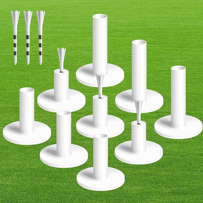 FINGER TEN Golf Rubber Tees Driving Range 3 Inch 1.5'' 2.25'' 2.75'' 3.13'' Tee Holder for Mat 1.5'' 2'' with Plastic Tees Indoor Outdoor Use