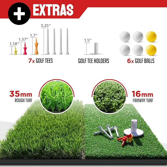 Golf Net, 10x7ft Practice Net with Chipping Net, Foldable Mat, Silk Target, 8 Tees, 6 Balls, Carry Bag, Golf Hiting Nets for Backyard Driving Chipping Indoor Outdoor Use