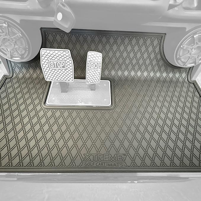 Xtreme Mats Rubber Double Diamond Golf Cart Floor Mat– Fits 2023+ Evolution Forester Models with Metal Pedals Only - Heavy-Duty Custom Fit All-Weather Floor Liner (All Black)
