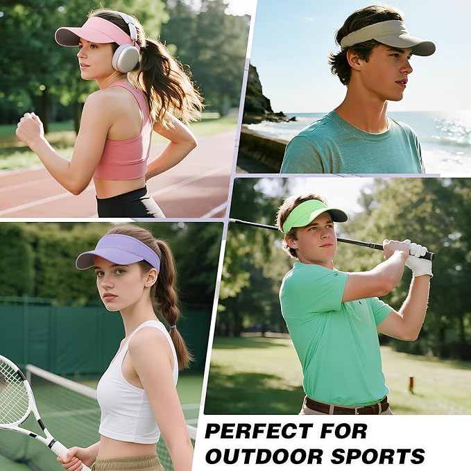 Sun Visor Hat Breathable Visors Sport Golf Visor Adjustable Velcro Sun Cap UV Performance Hats for Women Men