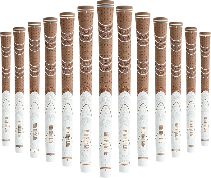 Mile High Life Golf Grips 13 Pack / 3 Pack - All-Weather Soft Rubber Golf Club Grips - High Shock Absorption, Enhanced Traction - Standard, Midsize & Jumbo Size (Core 0.58"-0.61")