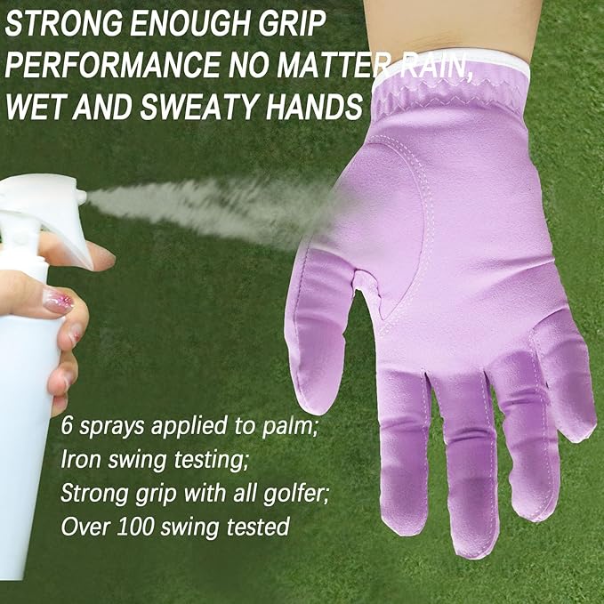 FINGER TEN Womens Ladies Golf Gloves Pair Both Hand or 2 Pack Left Right Hand, All Weather Grip & Comfortable Glove for Serious Performance, Stylish Pink White Fit S M L XL