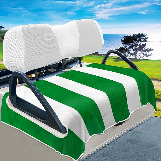 YOKYHOM Golf Cart Seat Covers, Green Golf Cart Seat Towel Blanket Keeps Seat Comfortable and Clean, 100% Microfiber, 51''x 31'', for EZGO, Yamaha, Club Car and More 2-Seat Golf Carts