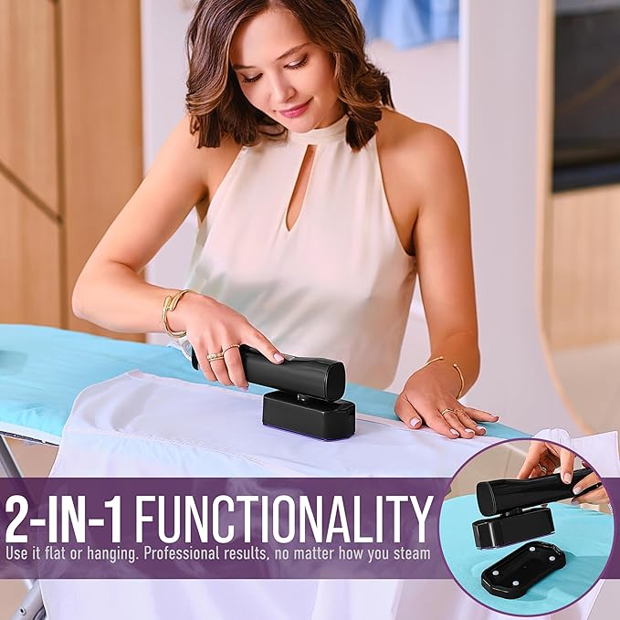 Travel Garment Steamer & Mini Steam Iron – 1200W Handheld Clothes Steamer, 4 Modes, 20s Fast Heating, Wrinkle Remover for Home & Travel Portable Fabric Steamer for Clothing & Bedding – Black