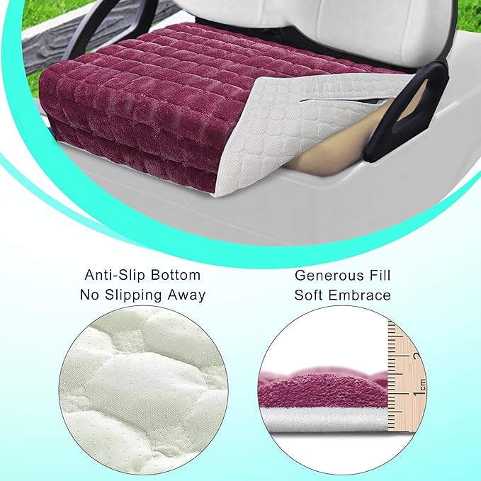 YOKYHOM Golf Cart Seat Covers, Supreme Comfort Golf Cart Seat Towel Blanket, Heavyweight Deep-Pile, Fits EZGO, Yamaha, Club Car and More 2-Seat Carts, 50"x 27.5", Magenta