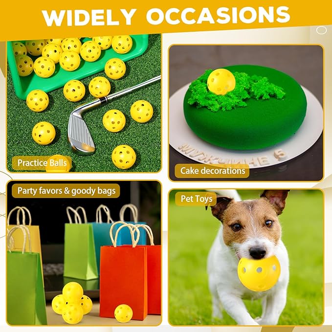 24 Pack Practice Golf Balls 42 mm Limited Flight Plastic Golf Training Airflow Hollow Ball for Driving Range Swing Practice Backyard Indoor Outdoor Home