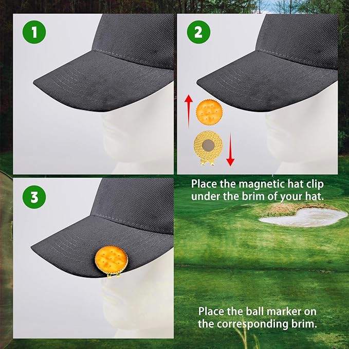 2pcs Cracker Golf Ball Marker with Hat Clip Set, Funny Cookie Magnetic Ball Marker Hat Clip Golf Gifts Accessories for Men Women Golfers