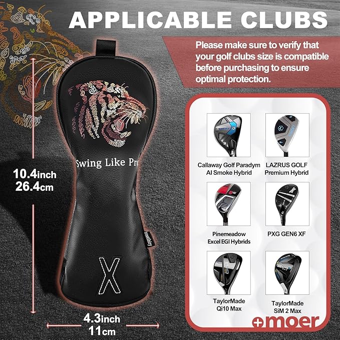 Golf Club Cover for Driver Fairway Wood Hybrid Mallet Putter Cover, Wootfairy Golf Club Headcovers Waterproof Leather White Accessories Compatible with Taylormade Odyssey and More Brand