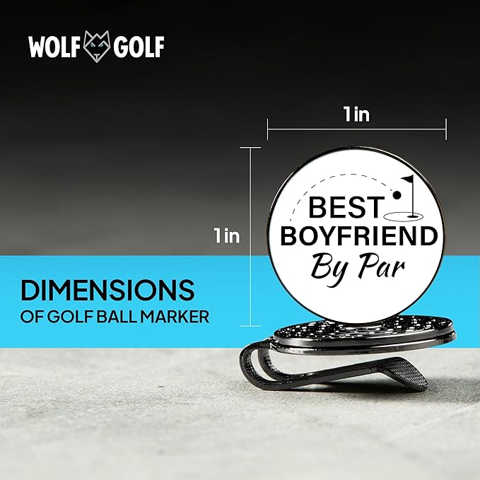 Wolf Golf Towels Golf Ball Marker Hat Clip Gift Set | Best Husband by Par or Best Boyfriend by Par | | 1 Magnetic Clip + 3 Ball Markers | Golf Accessories for Men