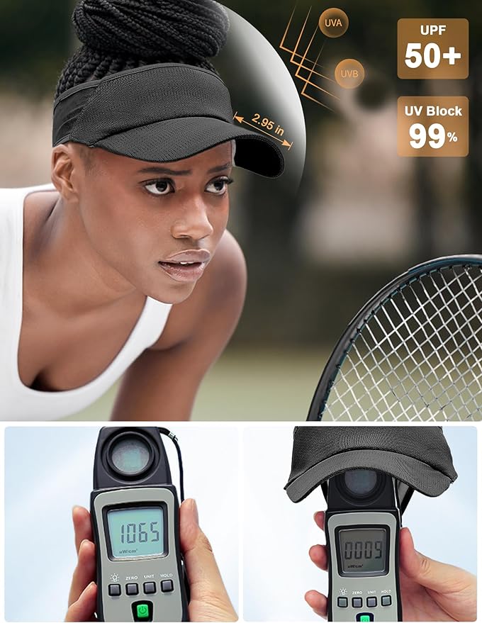 Sport Sun-Visor Hat Men Women Summer UV Protection, Lightweight Cooling Golf Running Tennis Sweat-Band Cap