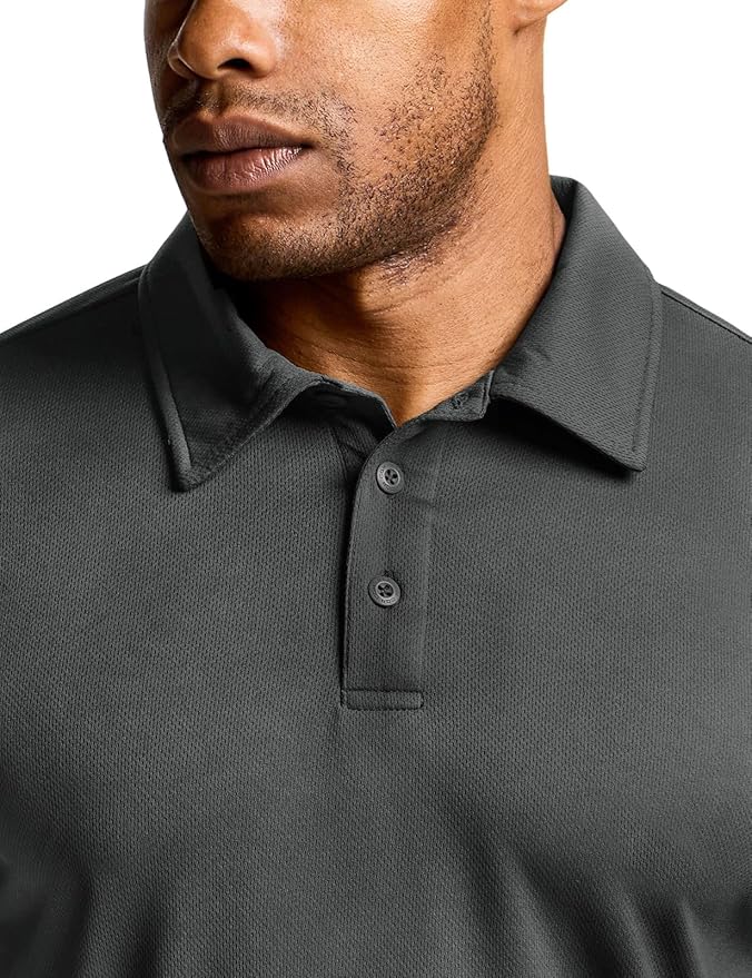 CQR Men's Polo Shirts, Tactical Short Sleeve Golf Performance Shirts, Lightweight Dry Fit UPF 50+ Pique