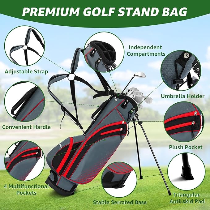 8 Pieces Complete Golf Club Set for Men Left or Right Handed – Mens Golf Clubs Full Set with Fairway Wood, Hybrid, Irons, Putter & Lightweight Bag – Beginner Friendly, Best Value, Distance & Accuracy