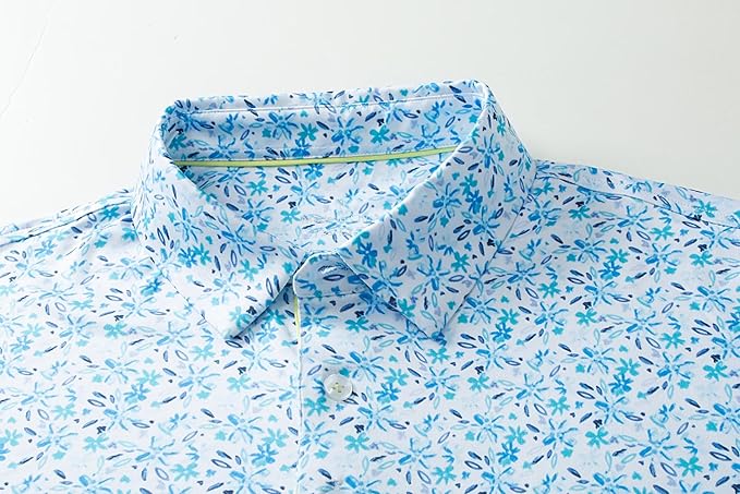 Mens Golf Shirts Quick Dry Moisture Wicking Casual Short Sleeve Performance Athletic Print Collared Stylish Men Polo Shirt