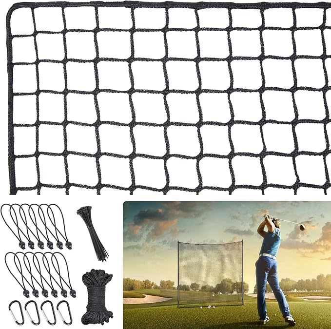 WELSPO Heavy Duty Ball Netting - Sports Practice Barrier Net, 10x10ft/10x15ft for Golf, Baseball, Hockey, Soccer