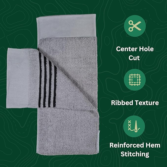 The Tour Towel | Large Golf Caddy Towel Terry Cloth, Absorbent 19" x 44", Center Cut, Perfect Hang Golf Cart Accessory and Golf Bag, Multiple Colors