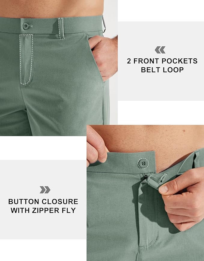 Libin Mens Golf Pants Stretch Work Dress Pants 30"/32"/34" Quick Dry Lightweight Casual Comfy Trousers with Pockets