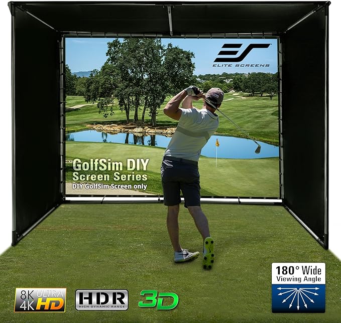 Elite Screens GolfSim DIY, 10'x10' Impact Projector Screen for Golf/Multi-Sport Simulation Screen with Metal Grommets. Folded Packing, DIY10X10-IPW1145-F