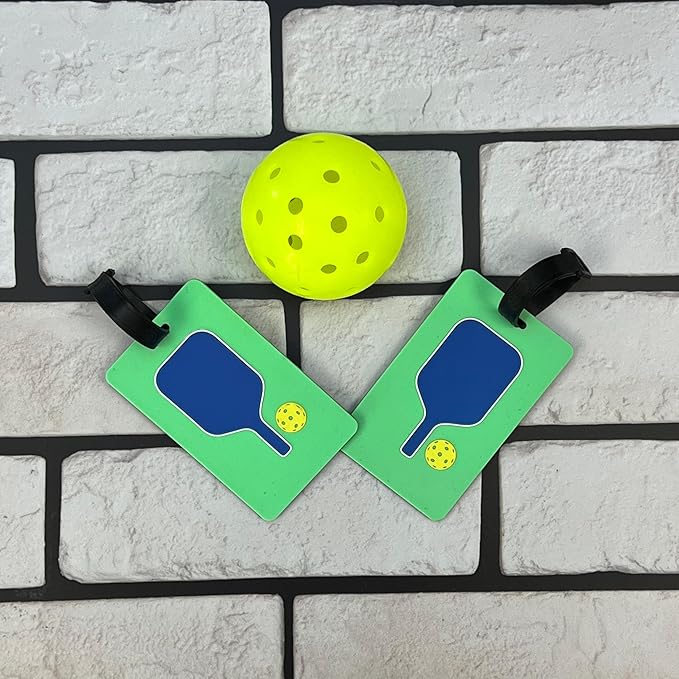 Pickleball Bag Tag – Pickleball Paddle Shape, Flexible & Waterproof Silicone Luggage Tag, Secure Strap for Bag Identification, Great Pickleball Gift for Players & Enthusiasts