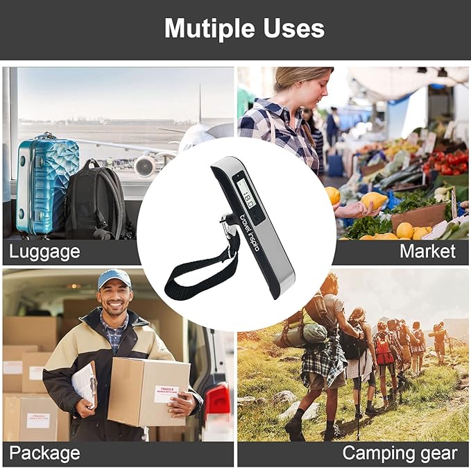 travel inspira Luggage Scale, Portable Digital Hanging Baggage Scale for Travel, Suitcase Weight Scale with Rubber Paint, 110 Pounds, Battery Included